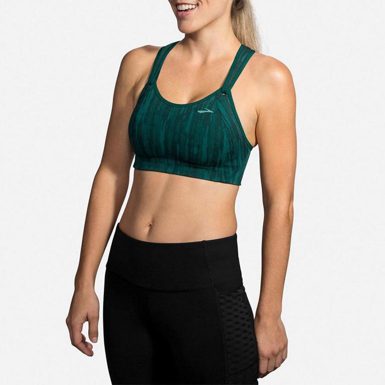 Brooks Rebound Racer Running Bra - Women's - Green (71456-QHJM)